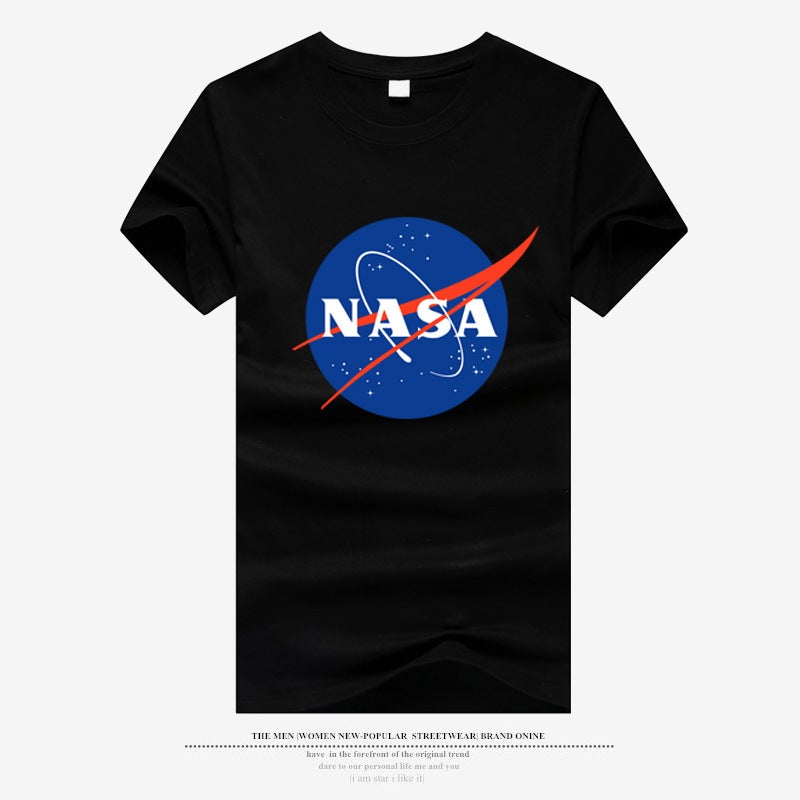 American Astronaut Nasa Galaxy Earth Print T-Shirt Cotton Crewneck Half Sleeve Shirt Couple Sports Top - Image 2