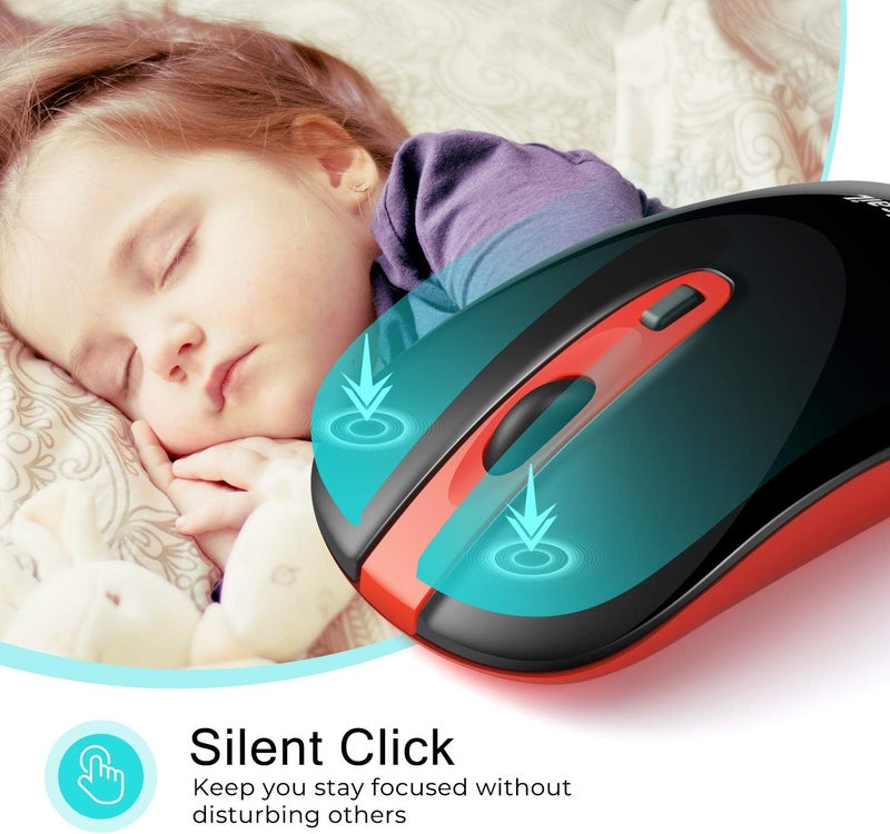 LeadsaiL Wireless Computer Mouse, 2.4G Portable Slim USB Mouse, Silent Click Cordless Mouse 3 Adjustable Levels, 4 Buttons Laptop Mouse for Windows Mac PC Notebook - Image 2