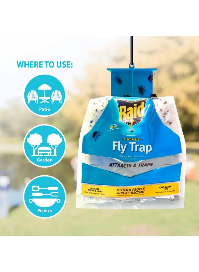 RAID Raid Fly Trap (6-Pack), Outdoor Fly Trap, Disposable Fly Trap Bag, House Fly Trap with Food-Based Attractant - Image 2