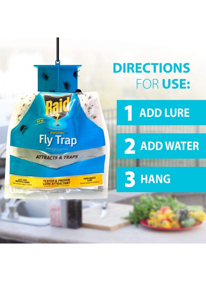RAID Raid Fly Trap (6-Pack), Outdoor Fly Trap, Disposable Fly Trap Bag, House Fly Trap with Food-Based Attractant - Image 3