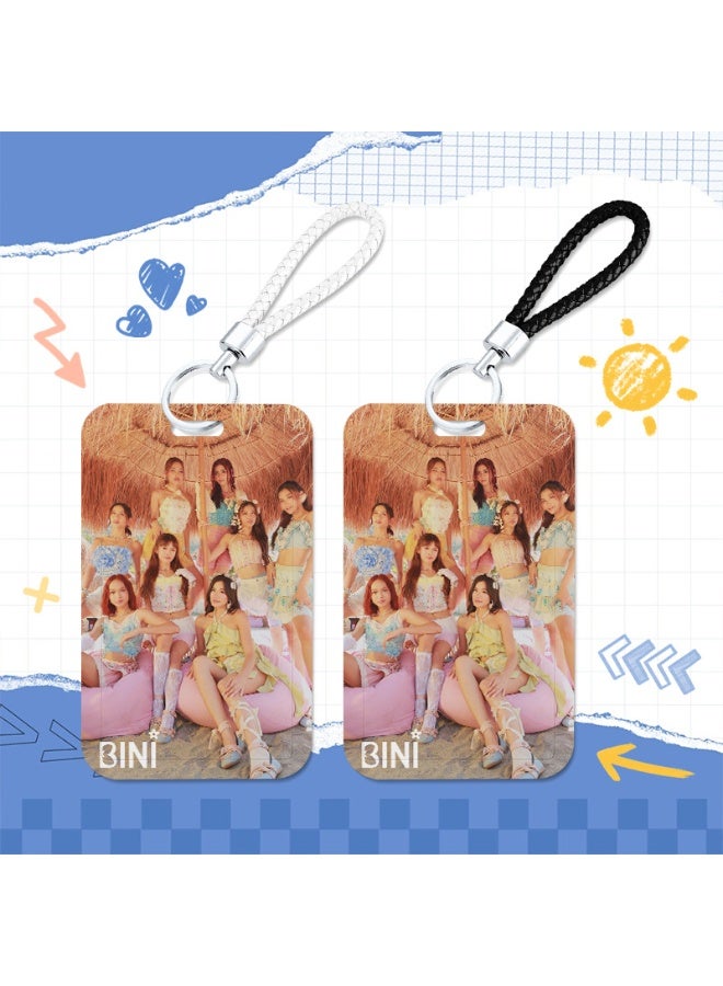 NIBEMINENT 1 - Piece BINI Kpop Photo Card Holder Pendant Key Chain ID Badge Holder ID Card Holder Photo Card Protector for School ID Office ID Access Card for Women Girls