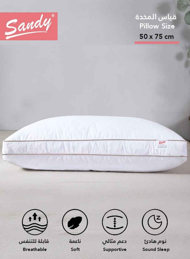 Sandy SANDY Premium Microfiber Sleeping Bed Pillow 1 Piece, Unique Double-Piping Design, Super Soft Hotel Quality Down Alternative Filling 1200 gm, Queen Size 50 X 75 cm  - Image 1