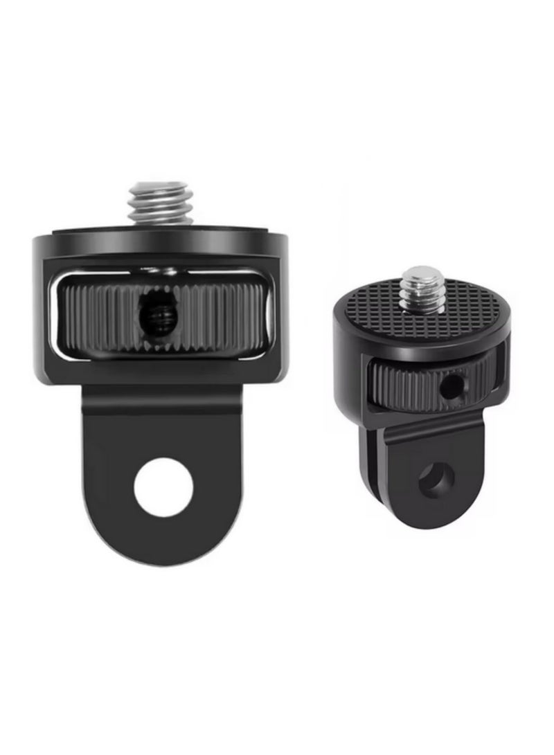 2pack CNC Aluminum 1/4 Inch Screw Tripod Adapter 360 Rotating Mount Holder For GoPro 12 11 10 9 8 for Insta360 One X X2 X3 X4 for DJI Camera Accessories (Black)  - Image 1