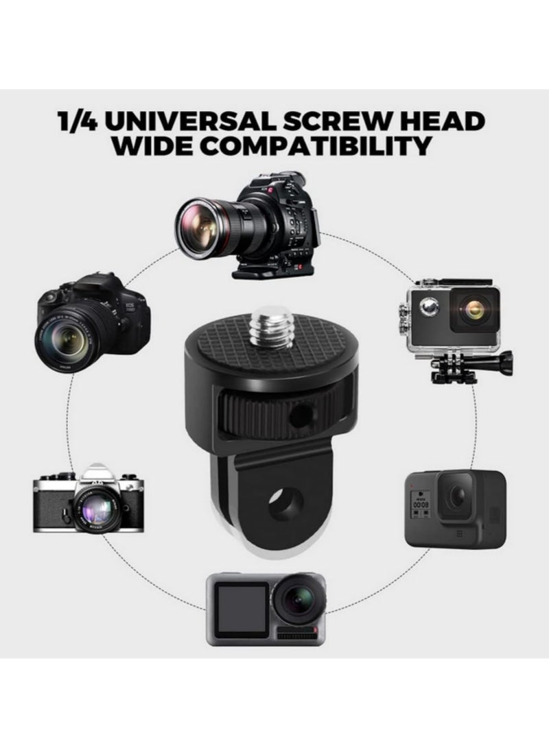 2pack CNC Aluminum 1/4 Inch Screw Tripod Adapter 360 Rotating Mount Holder For GoPro 12 11 10 9 8 for Insta360 One X X2 X3 X4 for DJI Camera Accessories (Black)  - Image 2
