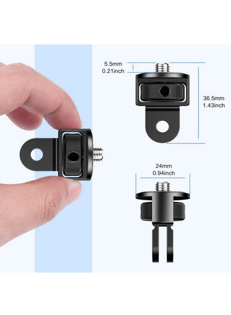 2pack CNC Aluminum 1/4 Inch Screw Tripod Adapter 360 Rotating Mount Holder For GoPro 12 11 10 9 8 for Insta360 One X X2 X3 X4 for DJI Camera Accessories (Black)  - Image 4