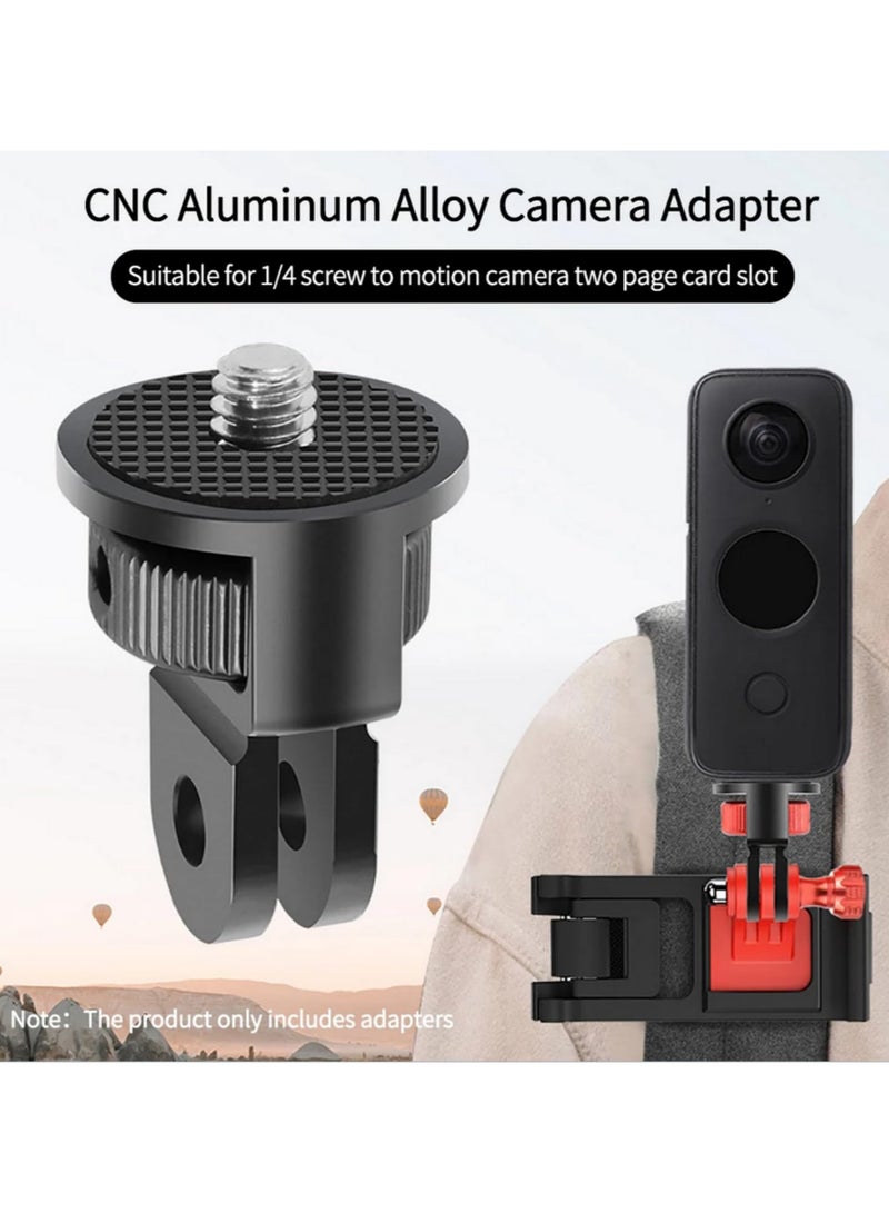 2pack CNC Aluminum 1/4 Inch Screw Tripod Adapter 360 Rotating Mount Holder For GoPro 12 11 10 9 8 for Insta360 One X X2 X3 X4 for DJI Camera Accessories (Black)  - Image 5