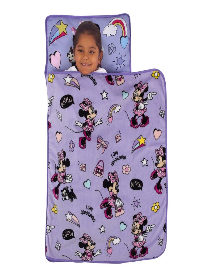 NoJo Disney Minnie Mouse I am Awesome Lavender and Pink Daisy Duck, Rainbow Hearts and Stars Toddler Nap Mat - Image 3