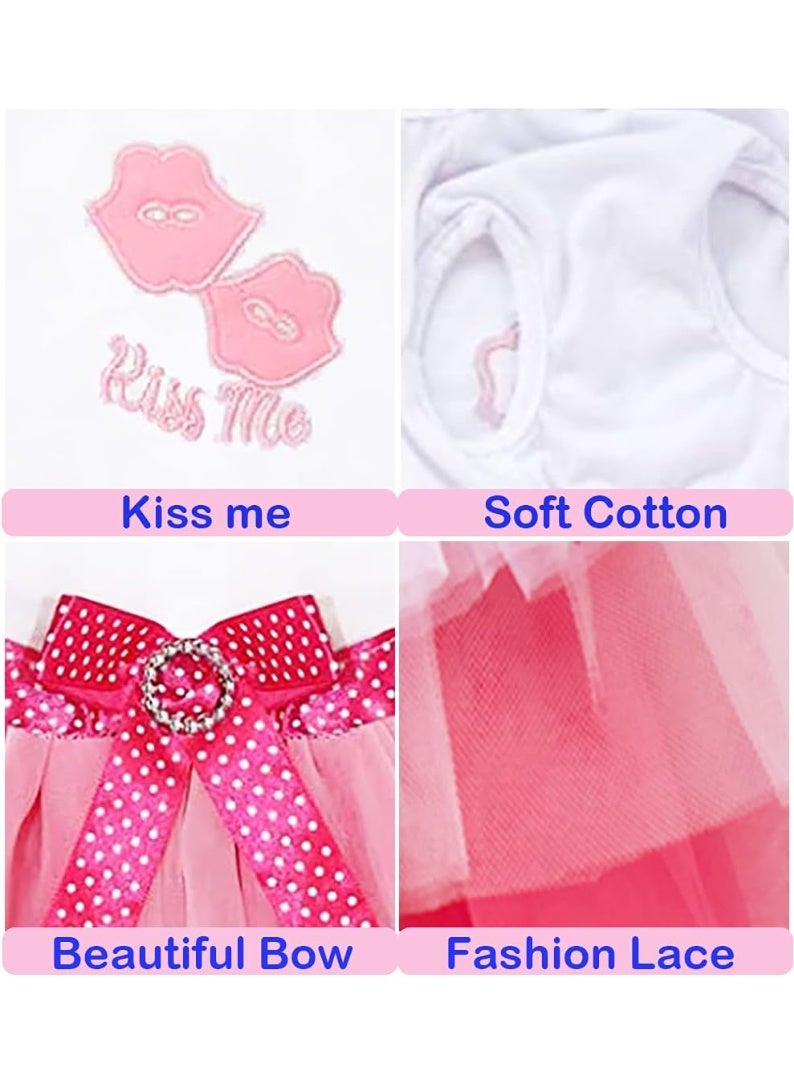 Dog Dress Luxury Puppy Skirt Clothes Princess Dresses Wedding Evening Tutu Skirt Red Lips Bowknot Dress for Small Dog Girl L Red - Image 5