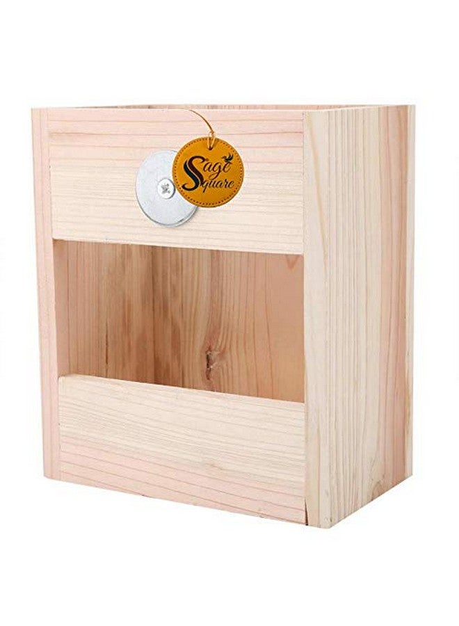 سايج سكوير قفص خشبي طبيعي مربع من Sage مزود بحامل/مغذي عشب/حامل للأرانب/خنزير غينيا/القوارض - Image 3