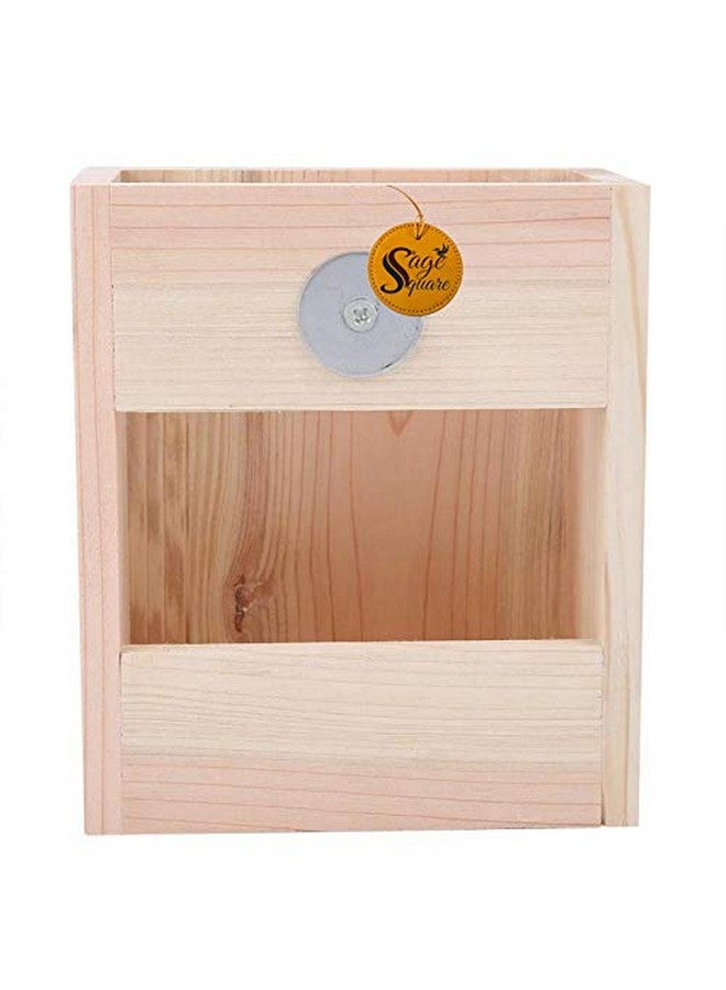 سايج سكوير قفص خشبي طبيعي مربع من Sage مزود بحامل/مغذي عشب/حامل للأرانب/خنزير غينيا/القوارض - Image 4