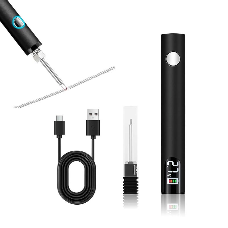 Serplex قلم قطع الحبل الساخن USB القابل لإعادة الشحن، أداة قطع الحبل الكهربائية اللاسلكية مع شاشة LCD، 3 إعدادات حرارة قابلة للتعديل لختم الحبال النايلون والبوليستر والصناعية - Image 1