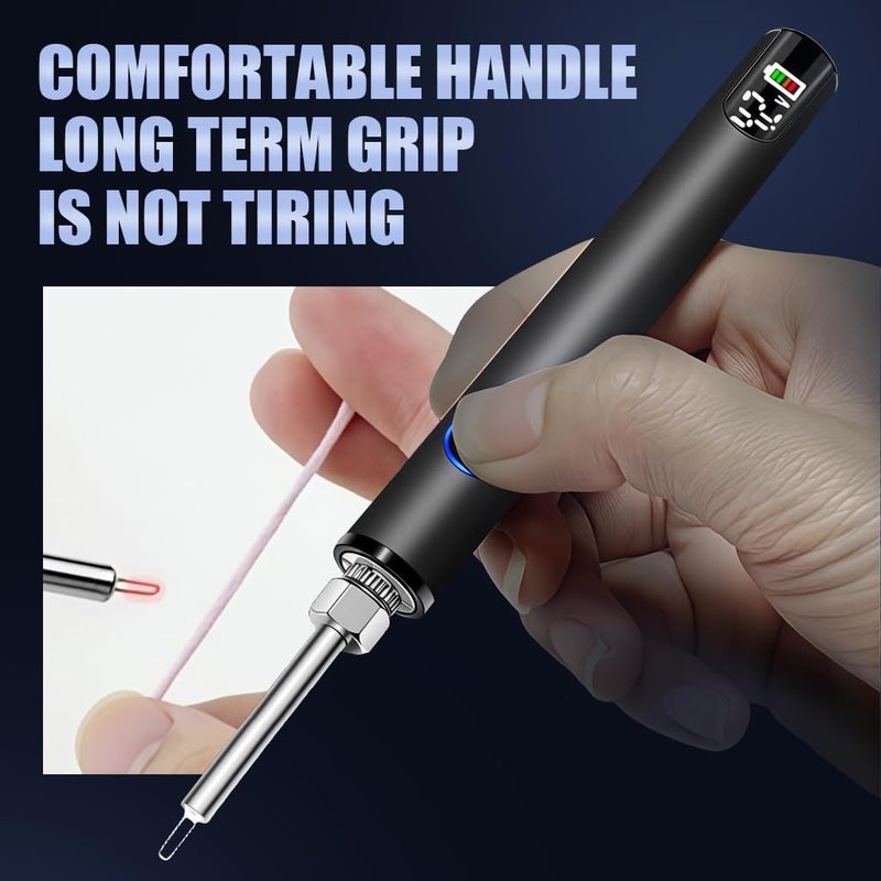 Serplex قلم قطع الحبل الساخن USB القابل لإعادة الشحن، أداة قطع الحبل الكهربائية اللاسلكية مع شاشة LCD، 3 إعدادات حرارة قابلة للتعديل لختم الحبال النايلون والبوليستر والصناعية - Image 4