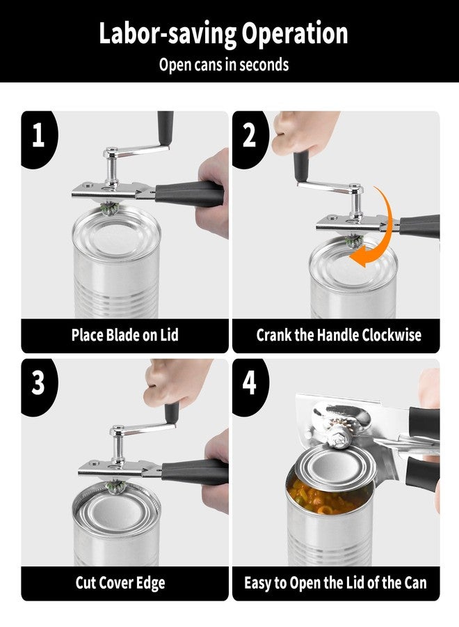 KEJJNYER مجموعة فتاحات علب تجارية يدوية شديدة التحمل من KEJJNYER (عبوتان)، مصنوعة من الفولاذ المقاوم للصدأ، مناسبة للعلب الكبيرة، ذات حافة ناعمة تعمل بالكرنك، مثالية للمطبخ. - Image 4