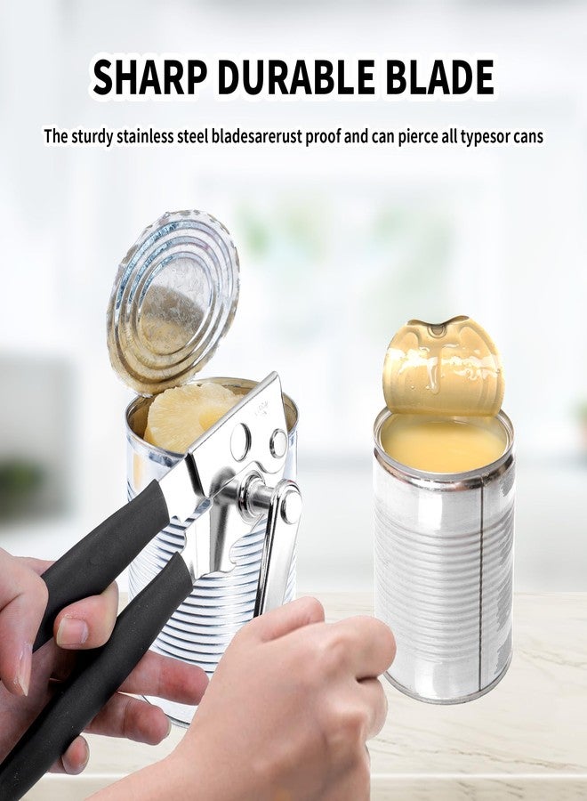 KEJJNYER مجموعة فتاحات علب تجارية يدوية شديدة التحمل من KEJJNYER (عبوتان)، مصنوعة من الفولاذ المقاوم للصدأ، مناسبة للعلب الكبيرة، ذات حافة ناعمة تعمل بالكرنك، مثالية للمطبخ. - Image 5