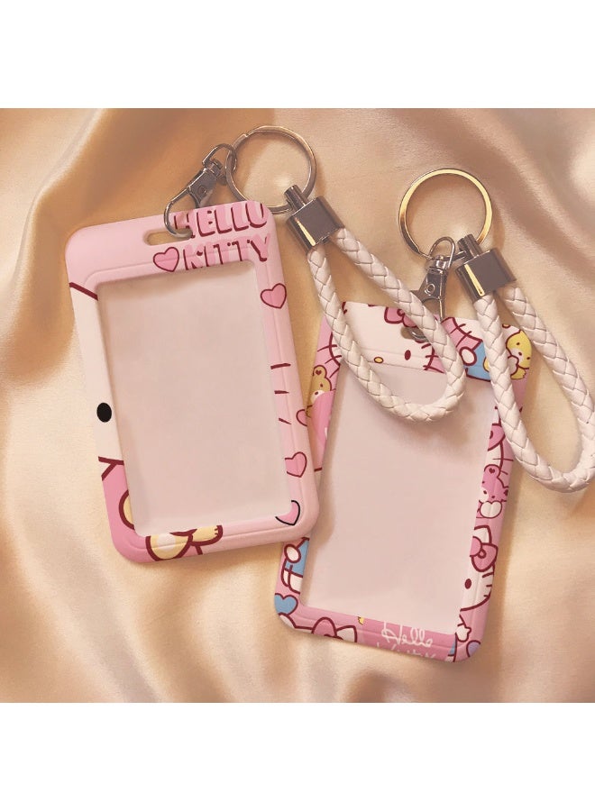 NIBEMINENT 1 - Piece Katie Cat Kpop Photo Card Holder Pendant Key Chain ID Badge Holder ID Card Holder Photo Card Protector for School ID Office ID Access Card for Women Girls - Image 2