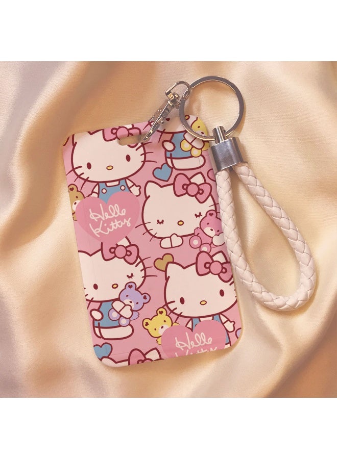 NIBEMINENT 1 - Piece Katie Cat Kpop Photo Card Holder Pendant Key Chain ID Badge Holder ID Card Holder Photo Card Protector for School ID Office ID Access Card for Women Girls - Image 1