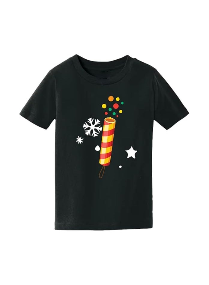 Christmas Initial Letter Printed Kids T-Shirts For Boys-Fun And Festive Holiday Gift For Your Little Guy-Gifts For Friends And Family Printed Round Neck T-Shirts For Kids