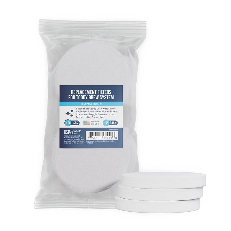 Essential Values 12Pack Toddy Filter Replacement Coffee Filters Reusable Coffee Filters Replacement Coffee Filter for Toddy Cold Brew System Round Coffee Filter Toddy Cold Brew System Filter