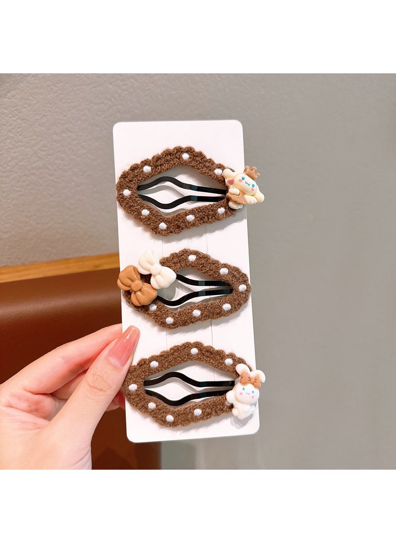 Generic Korean Kids Plush Star Hair Clip Q664-3 (dark brown cloud) opp bag does not include paper card