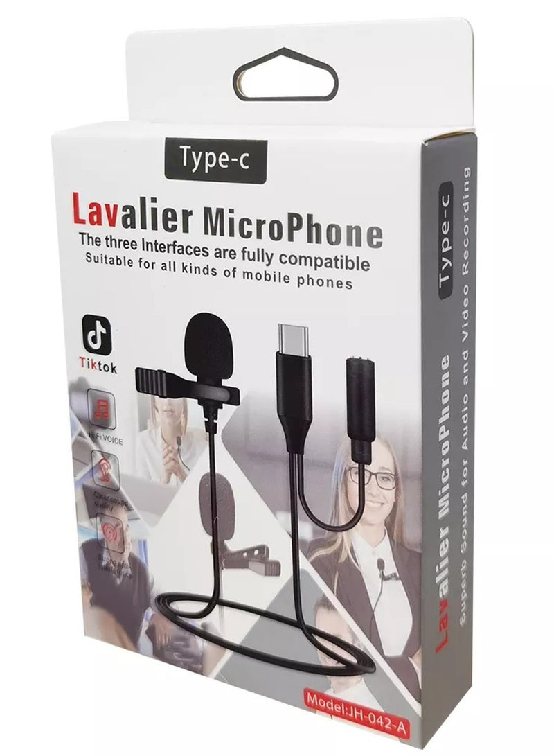 JH-042 1.5M USB Type C LAVALIER Microphone Mobile Phone  Recording Monitor Microphone Type-C Mic Only for Android Phone JH-042 1.5M USB Type C LAVALIER Microphone Mobile Phone  Recording Monitor Micr - Image 3