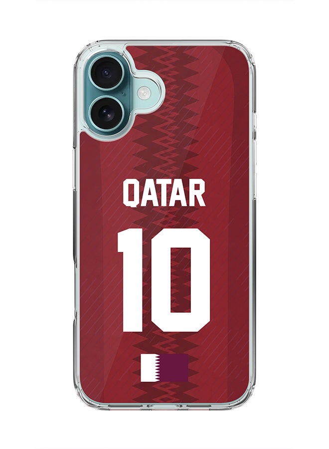Stylizedd Classic Clear Magnetic Case for Apple iPhone 16 Plus , Hybrid Soft Case Flexible Edges Anti Drop TPU PC Gel Thin Transparent Cover [ Designed for Apple iPhone 16 Plus ] - Football Team Qatar World Cup 2026 - Image 1