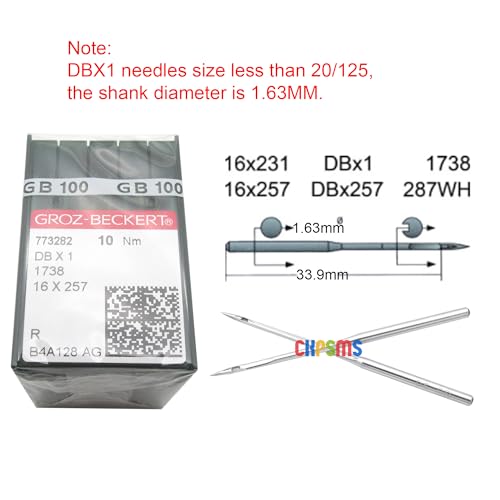 ckpsms GROZ-BECKERT Needle in CKPSMS Clear Plastic Box- 100PCS Groz Beckert DBX1 1738 16X257 Sewing Machine Needles (Groz Beckert DBX1 12/80) - Image 2