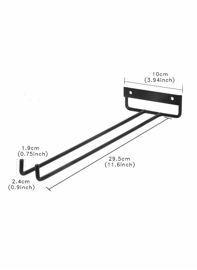 Generic Glass Cup Rack 2 PCS Stemware Rack Black Drinking Glass Holder Under Shelf Metal Wall Mounted Hanging Rack Shelf Mug Cup Display Stand Glasses Storage Hanger for Cabinet Kitchen 12Inch  - Image 3