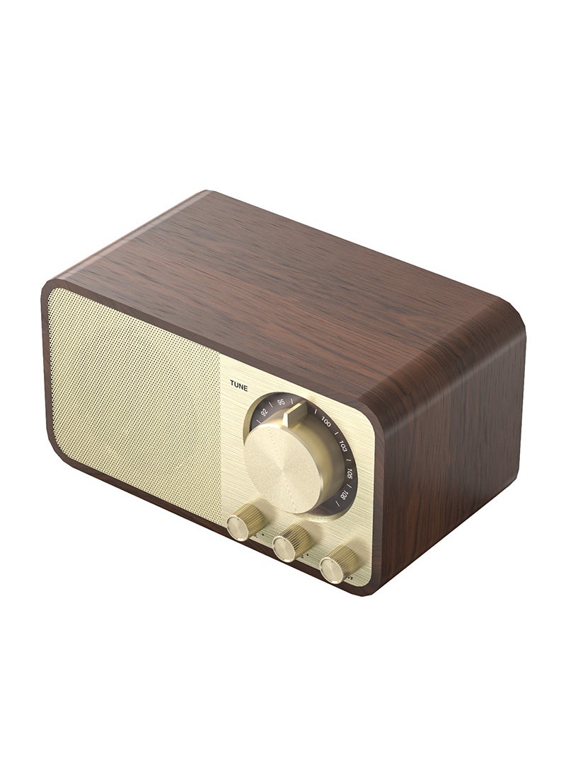 Generic - Vintage Bluetooth Speaker Wooden Retro FM Radio Bass Retro pattern - Image 1
