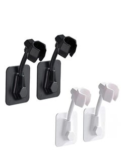 SYOSI Shower Head Holder, 360 Degree Adjustable Showerhead Bracket, No-Punching Wall Mounted Shower Head Bracket 4Pcs (White+Black)  - Image 1