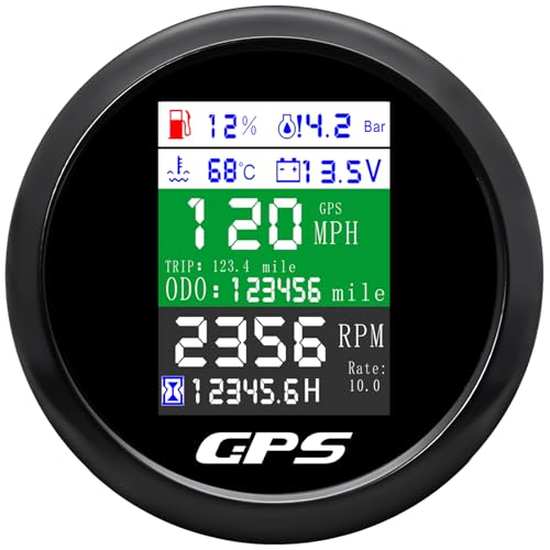 MAIMEIMI 6in1 GPS Speedometer 338 85mm MAIMEIMI MultiFunctional Adjustable Tachometer Voltmeter Fuel Level Water Temp Oil Pressure with Alarm for Car Boat Marine 932V - Image 1