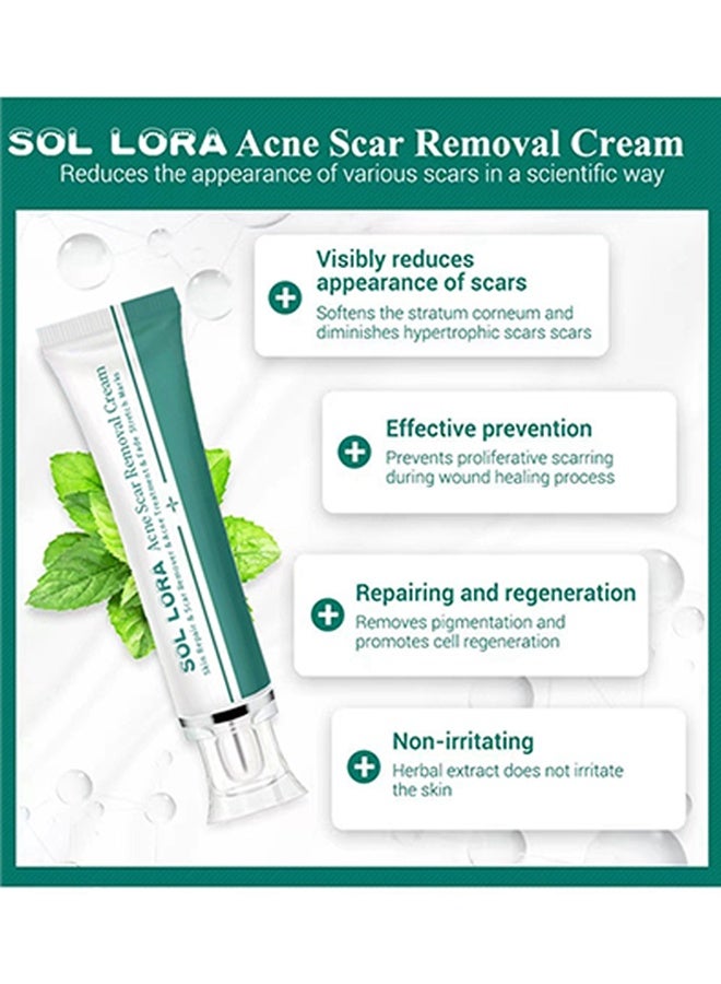 SOL LORA Acne Scar Removal Cream，Skin Repair Scar Remover u0026 Acne Treatment u0026 Fade Stretch Marks, Scar Erase ,Scar Removal Gel，Acne Scar Treatment，Deep Acne Scar Removal,Burns Keloids Hypertrophic, Repair Damaged Skin 30g - Image 2
