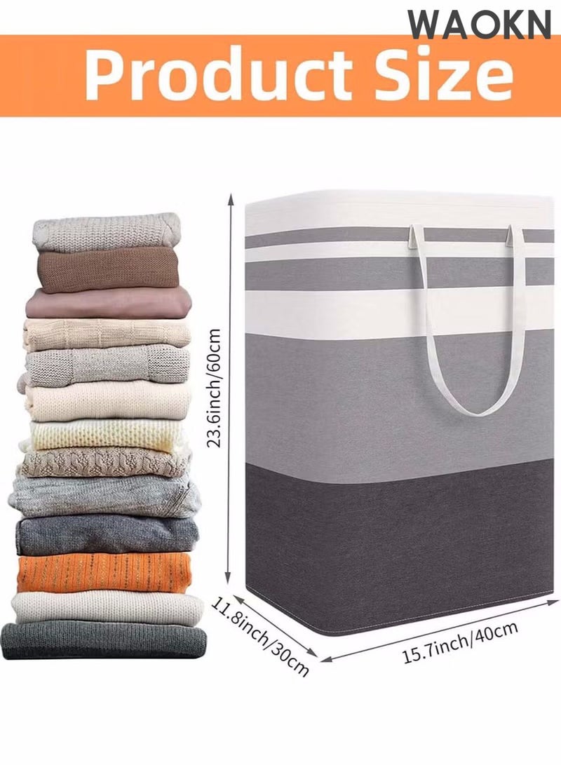WAOKN 2 Pack Laundry Large Laundry Basket, Waterproof, Dirty Clothes Hamper, Collapsible Laundry Bag with Easy Carry Handles Freestanding Laundry Hamper for Clothes, Blankets, Cushions,Toys in the Dorm and Family - Image 3