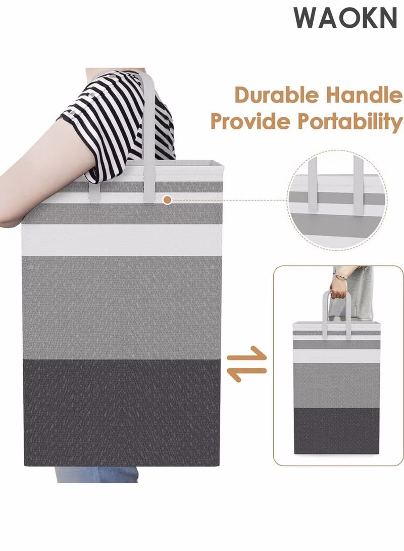 WAOKN 2 Pack Laundry Large Laundry Basket, Waterproof, Dirty Clothes Hamper, Collapsible Laundry Bag with Easy Carry Handles Freestanding Laundry Hamper for Clothes, Blankets, Cushions,Toys in the Dorm and Family - Image 4