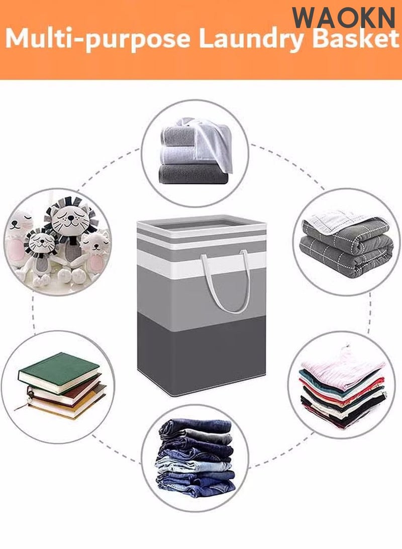 WAOKN 2 Pack Laundry Large Laundry Basket, Waterproof, Dirty Clothes Hamper, Collapsible Laundry Bag with Easy Carry Handles Freestanding Laundry Hamper for Clothes, Blankets, Cushions,Toys in the Dorm and Family - Image 2