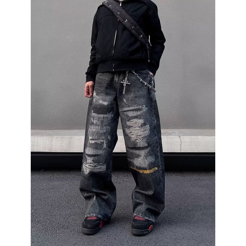 Unisex Classic Denim Jeans Loose Fit Daily Outdoor Wear - Image 3