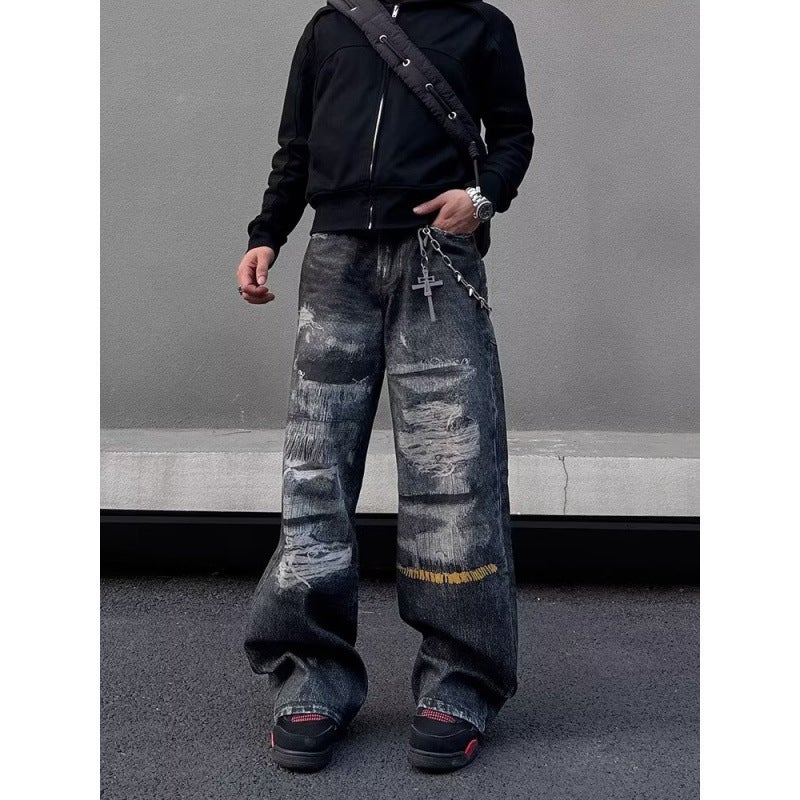 Unisex Classic Denim Jeans Loose Fit Daily Outdoor Wear - Image 2
