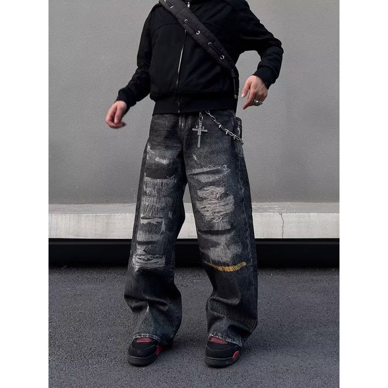 Unisex Classic Denim Jeans Loose Fit Daily Outdoor Wear - Image 1