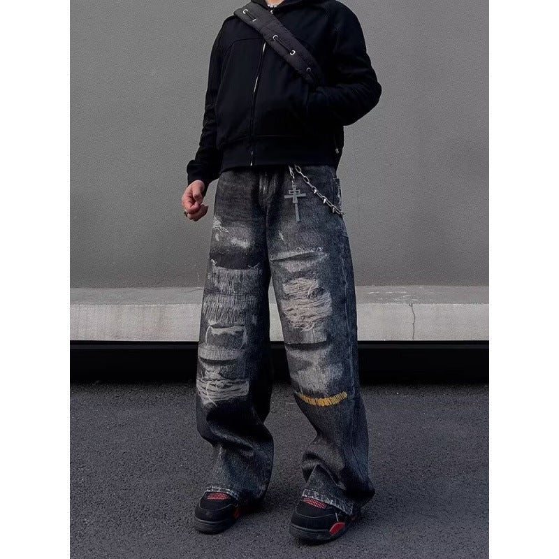 Unisex Classic Denim Jeans Loose Fit Daily Outdoor Wear - Image 4