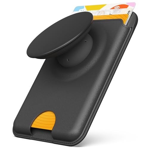 Sinjimoru for MagSafe Phone Grip, Compatible with MagSafe wallet, Soft Magnetic Finger Grip, with 3 Card Holder for iPhone, M-Tap Tok Wallet Black - Image 2