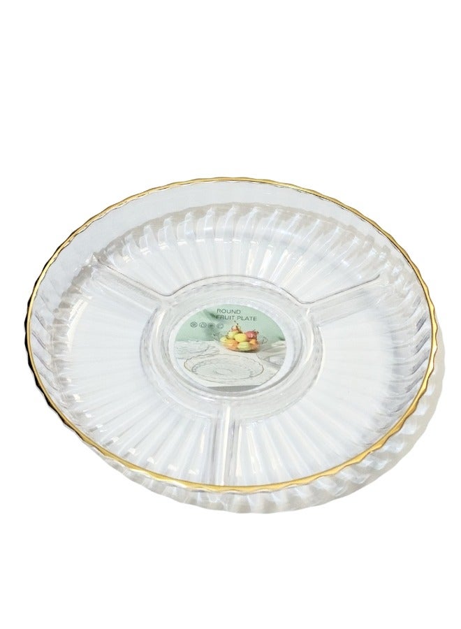 Happy Home Acrylic Serving Tray Snack and Nut  with Gold Frame Divided into 3 Sections 28Cm - Image 2
