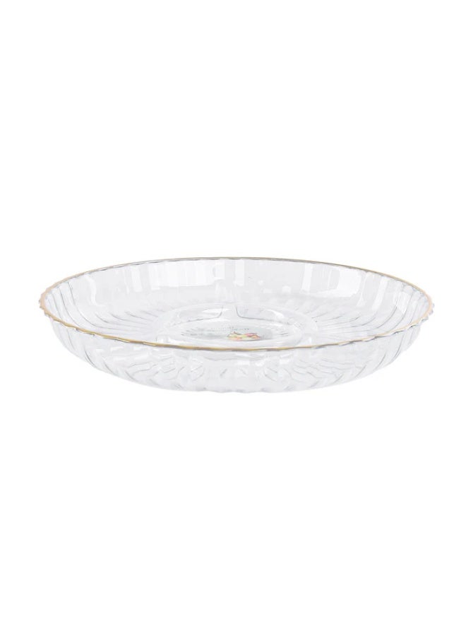Happy Home Clear Round Divided Serving Tray with Gold Rim –  Compartment Acrylic Snack and Appetizer Platter for Nuts, Chips, Crackers, Candy and Dried Fruits – Elegant Lightweight Serving Dish for Parties, Hospitality and Home Tables - Image 4
