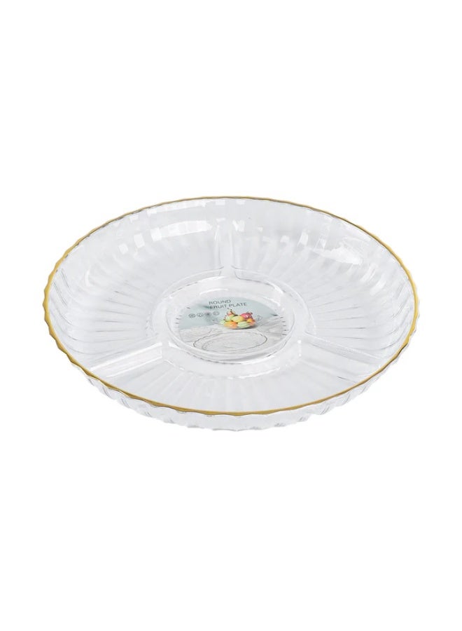 Happy Home Clear Round Divided Serving Tray with Gold Rim –  Compartment Acrylic Snack and Appetizer Platter for Nuts, Chips, Crackers, Candy and Dried Fruits – Elegant Lightweight Serving Dish for Parties, Hospitality and Home Tables - Image 3