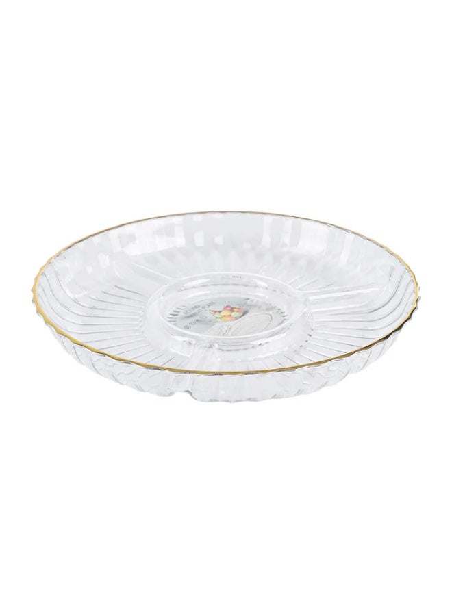 Happy Home Clear Round Divided Serving Tray with Gold Rim –  Compartment Acrylic Snack and Appetizer Platter for Nuts, Chips, Crackers, Candy and Dried Fruits – Elegant Lightweight Serving Dish for Parties, Hospitality and Home Tables - Image 2