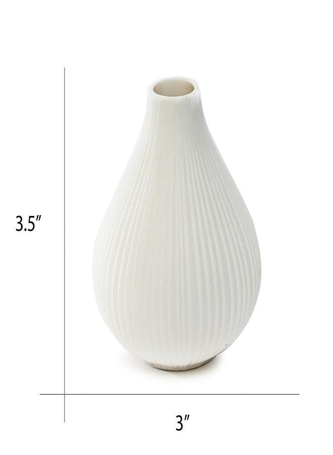 Chive ‘Frost’ Ceramic Flower Vase - Set of 6 Beautiful Small Bud Vases for Flowers & House Plants - Perfect Shelf Centerpieces and Living Room Decor - White - Image 4