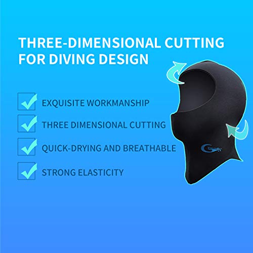 yonsub Diving Hood - Neoprene Wetsuit Dive Hood 3MM 5MM for Men Women Dive Cap Surfing Thermal Hood for Water Sports - Image 2