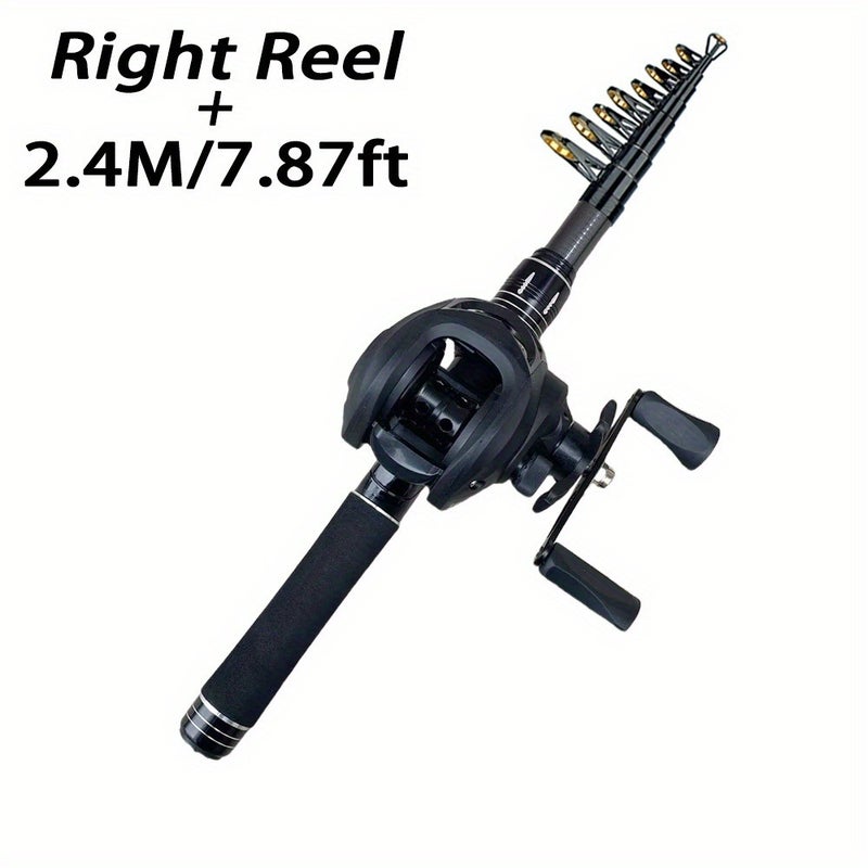 1.5/1.8/2.1/2.4M Ultra-Durable Telescopic Fishing Rod Set - High-Speed Spinning Reel Combo for Mobile Sea Fishing