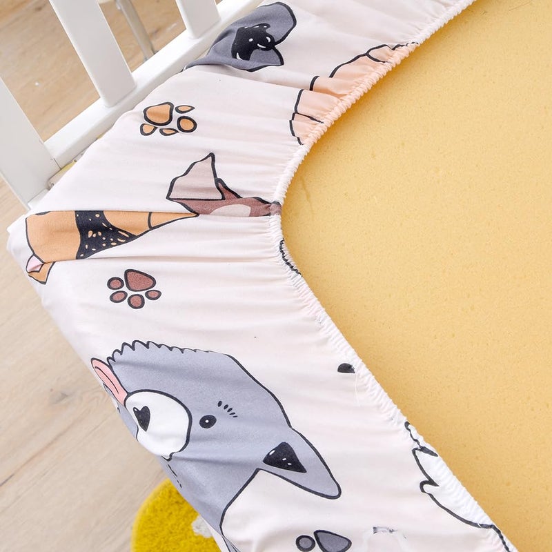 KWLOVER Soft Doggy Cute Puppy Doggies Printed Fabric Crib Sheet for Boys Girls,2 Pack Crib Mattress Sheets or Toddler Bed Sheet, Baby Bassinet Sheets Fitted Crib Sheet (Cream) - Image 5