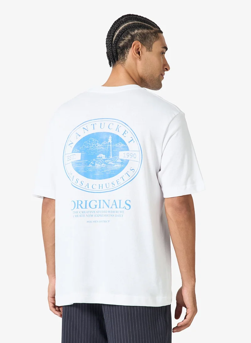 JACK & JONES Casual Graphic Back Crewneck T-Shirt