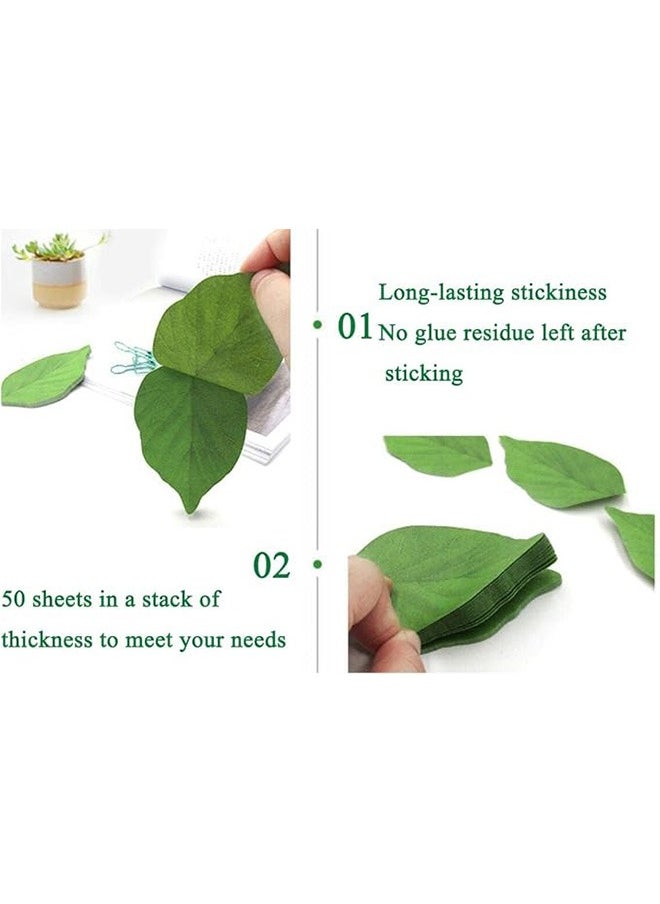Generic - 5 Pack Sticky Notes, Removable Self-Stick Notes Scratch Pads， Beautiful Green Leaf-Shaped Sticky Notes Stickers Can be Used for Sticky Paper Notepads to Recording Thing and DIY (250 Sheets) - Image 1