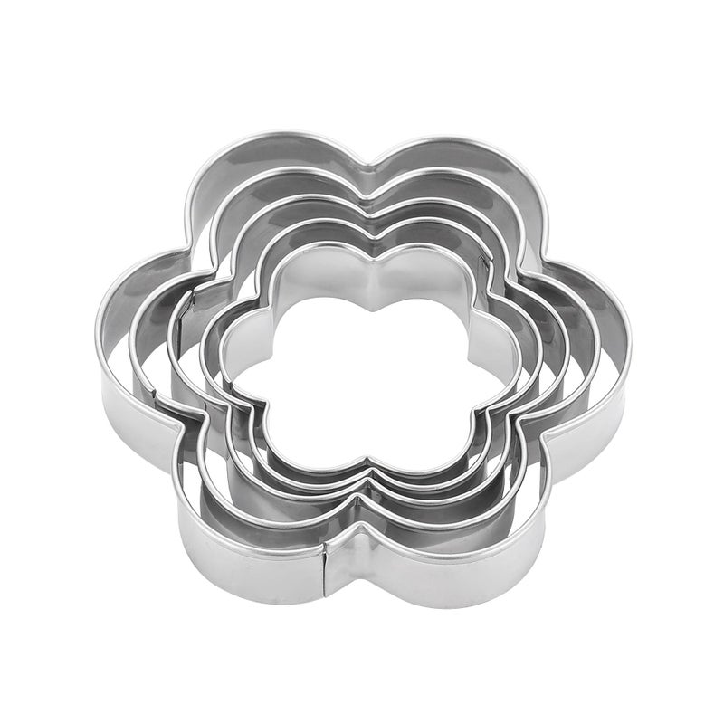 Mr Cookie Flower Cookie Cutters Set,Stainless Steel Sandwiches Cutters Biscuit Molds for Kids,5pcs Sturdy Cutters for Cookies,Sandwiches,Small to Large Size of 2.05",2.36",2.73â€˜â€™,3.15",3.74". - Image 1